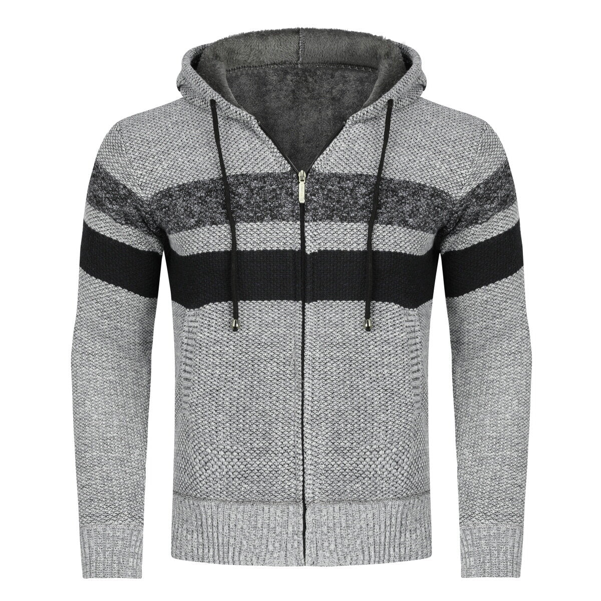 YOUTHUP Mens Knitted Sweater Hooded Zip Cardigan