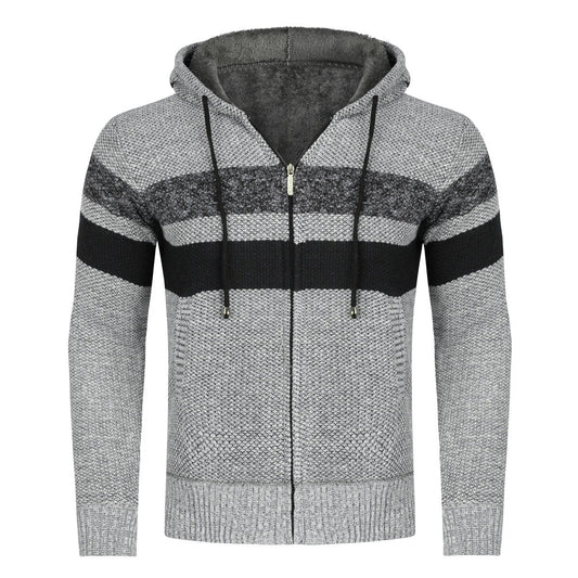 YFFUSHI Mens Knitted Sweater Hooded Zip Cardigan