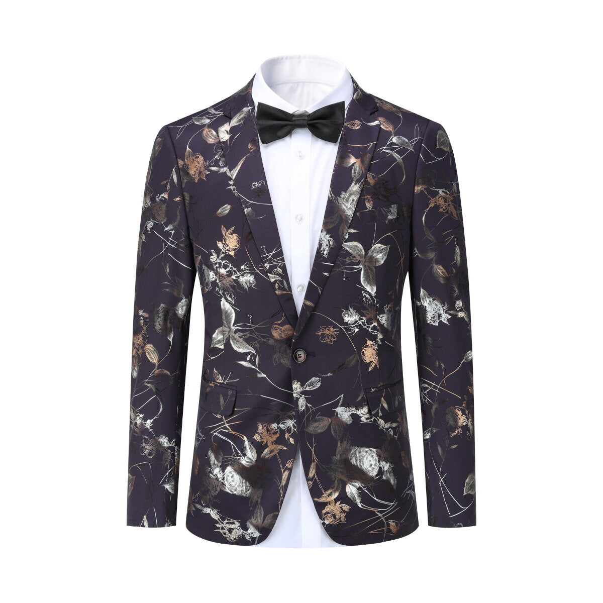 YFFUSHI Mens Floral Luxury Blazer Slim Fit 1 Button Tuxedo Elegant Party Dinner Jacket