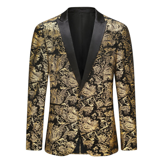 YFFUSHI Mens Party Dress Blazer Slim Fit 1 Button Embroidered Suit