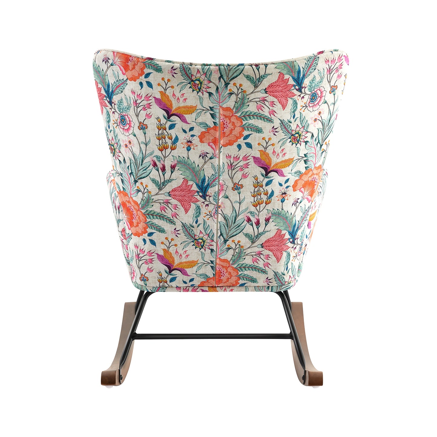 Cadeira de Balanço HomeMiYN com Banco Acompanhante (87x66x90cm - Metal/Madeira - MULTICOLOR)