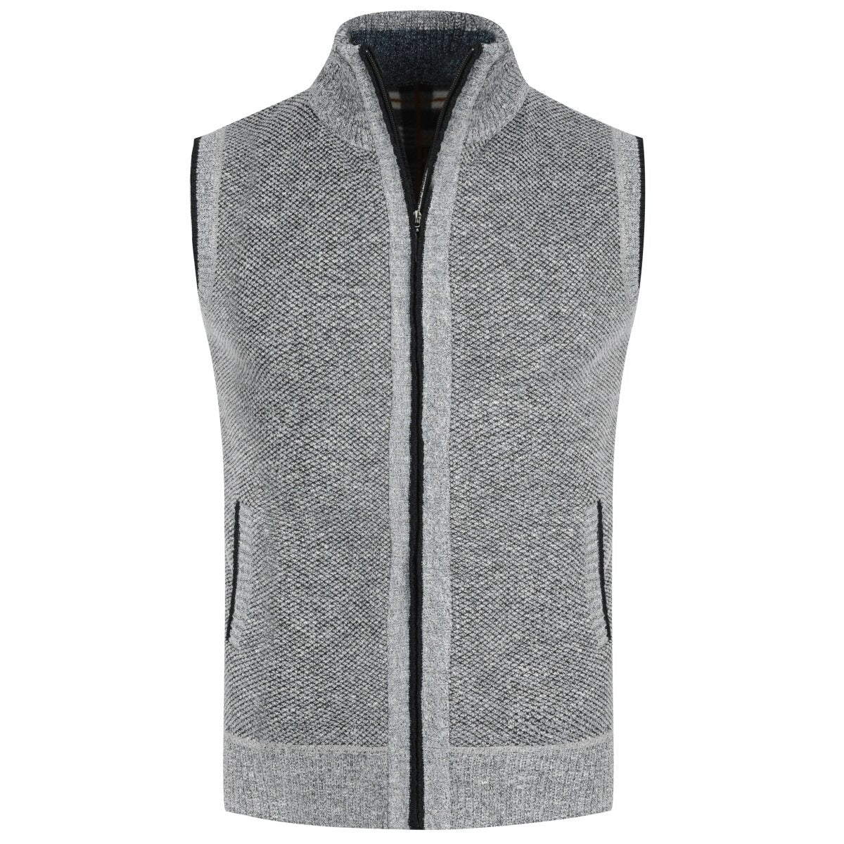 YOUTHUP Mens Knitted Gilet Fleece Lining Quilted Cardigan