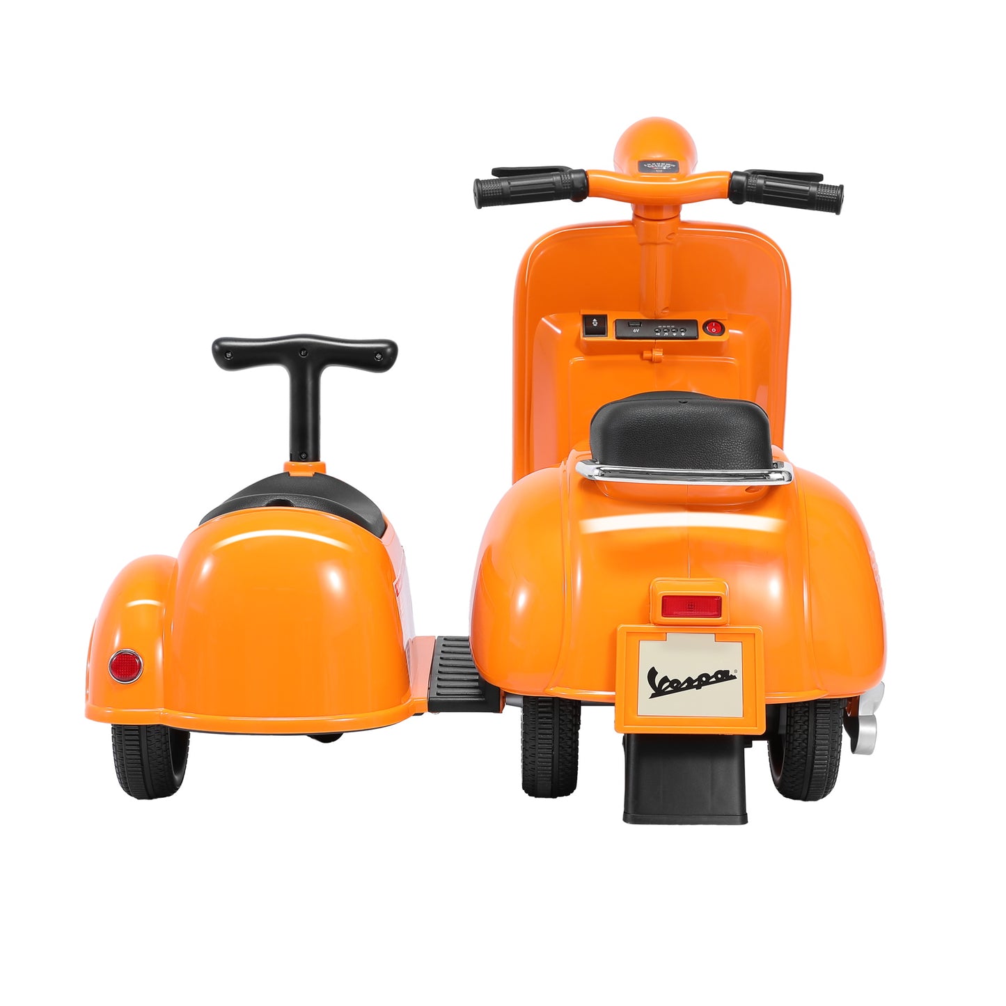 Vespa scooter moto électrique double pour enfants - ORYXEARTH - Orange - 6V - 4 roues