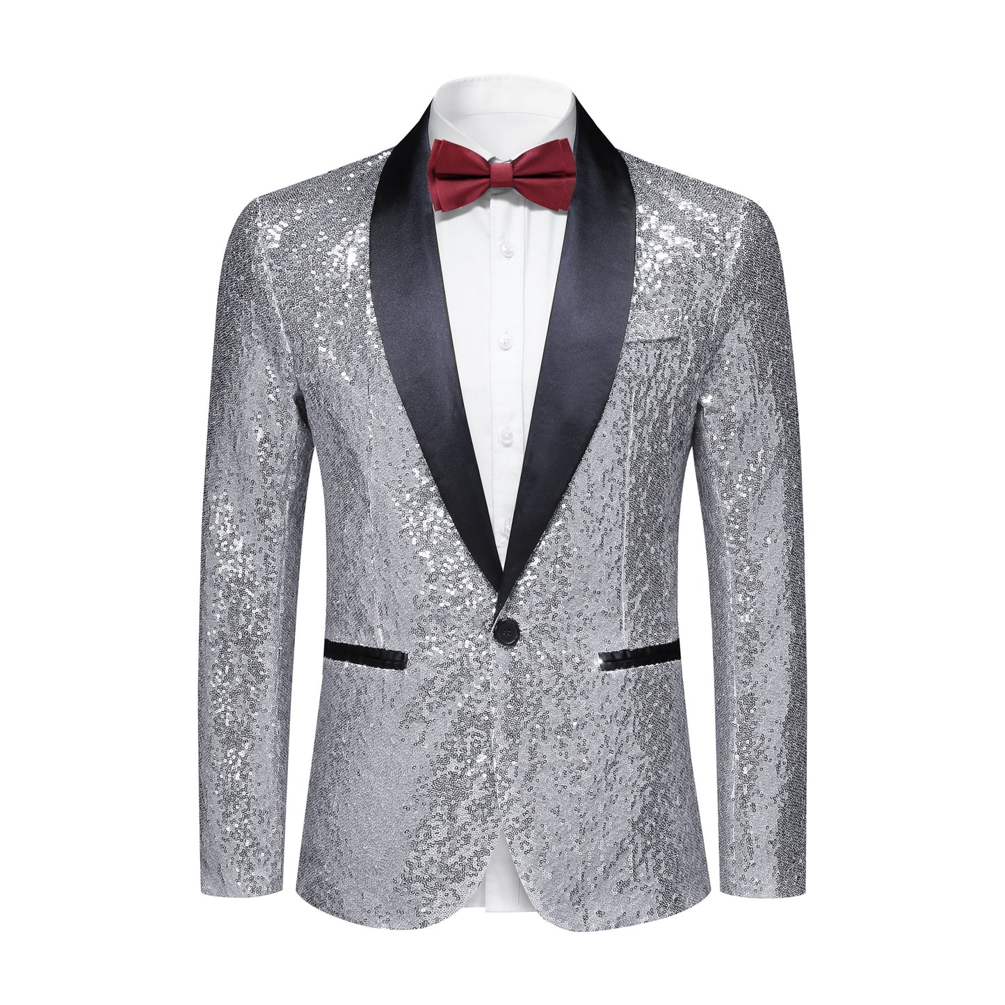 YOUTHUP Mens Shiny Sequin Wedding Suit Blazer