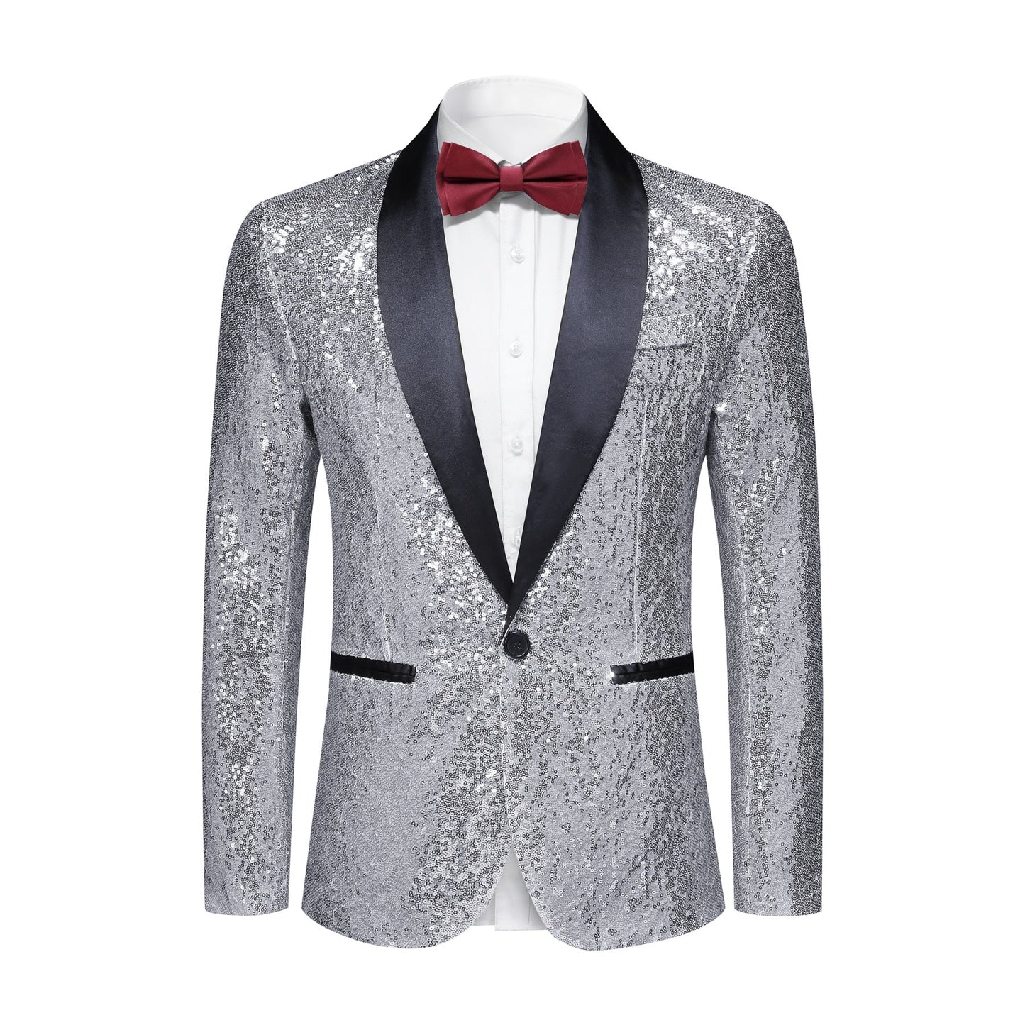 YFFUSHI Mens Shiny Sequin Wedding Suit Blazer