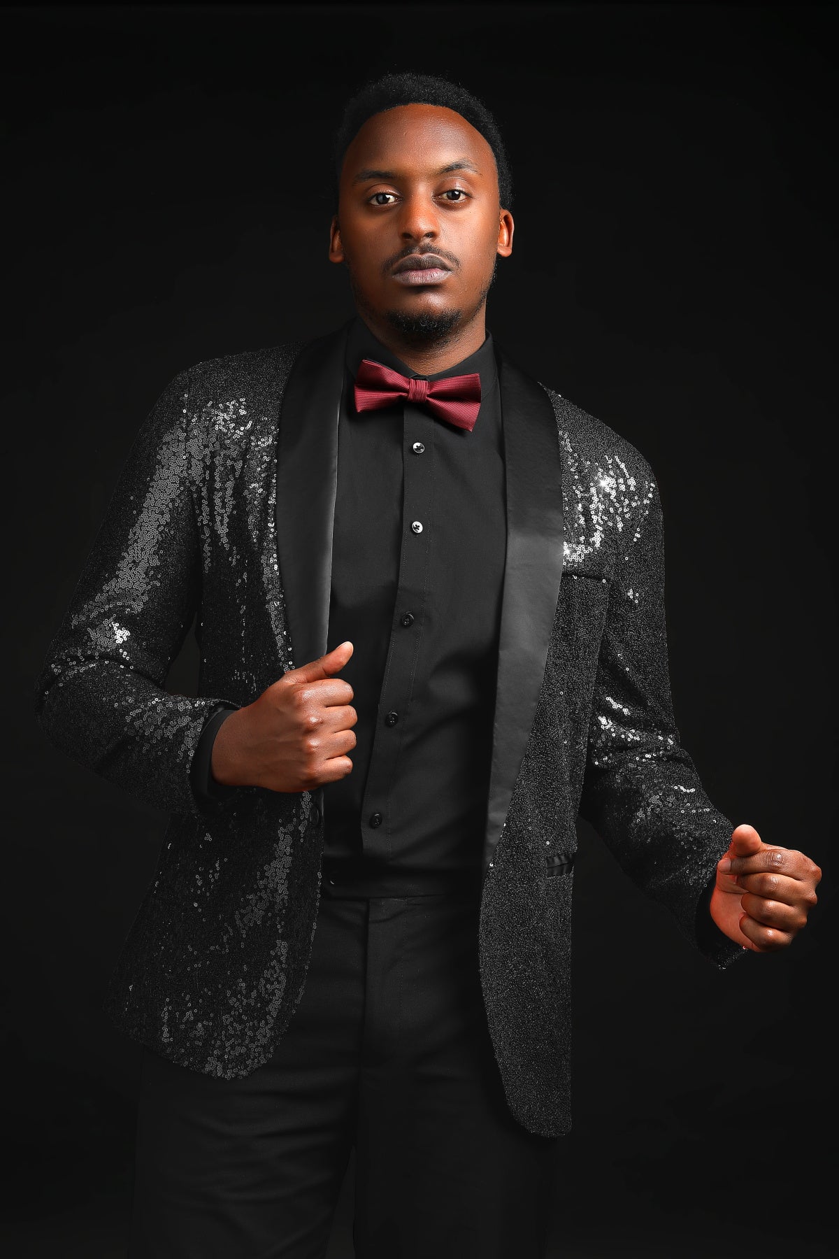YOUTHUP Mens Shiny Sequin Wedding Suit Blazer