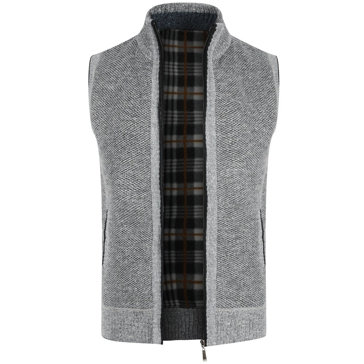 YFFUSHI Mens Knitted Gilet Fleece Lining Quilted Cardigan