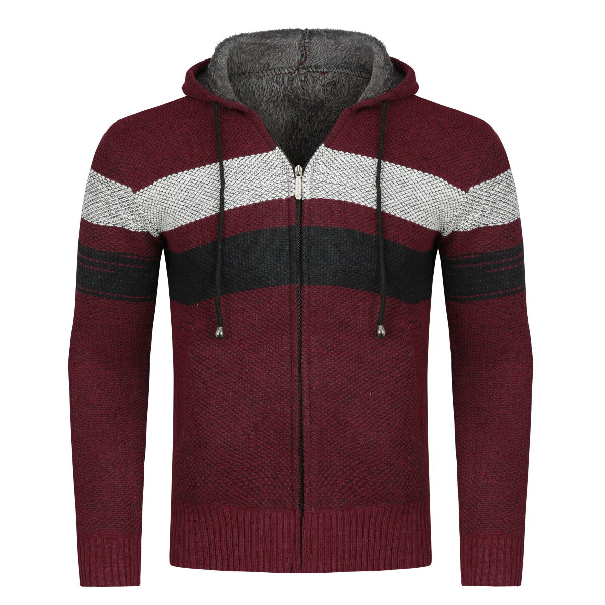 YFFUSHI Mens Knitted Sweater Hooded Zip Cardigan