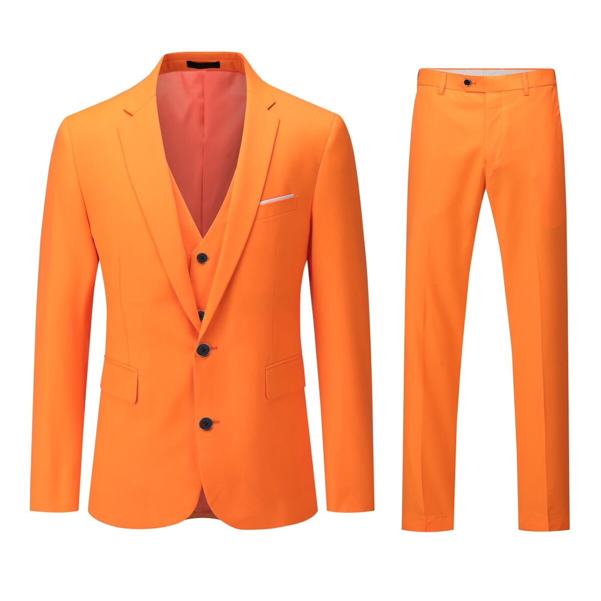 Cloudstyle Men's 3-Piece 2 Buttons Slim Fit Solid Color Jacket Smart Wedding Formal Suit