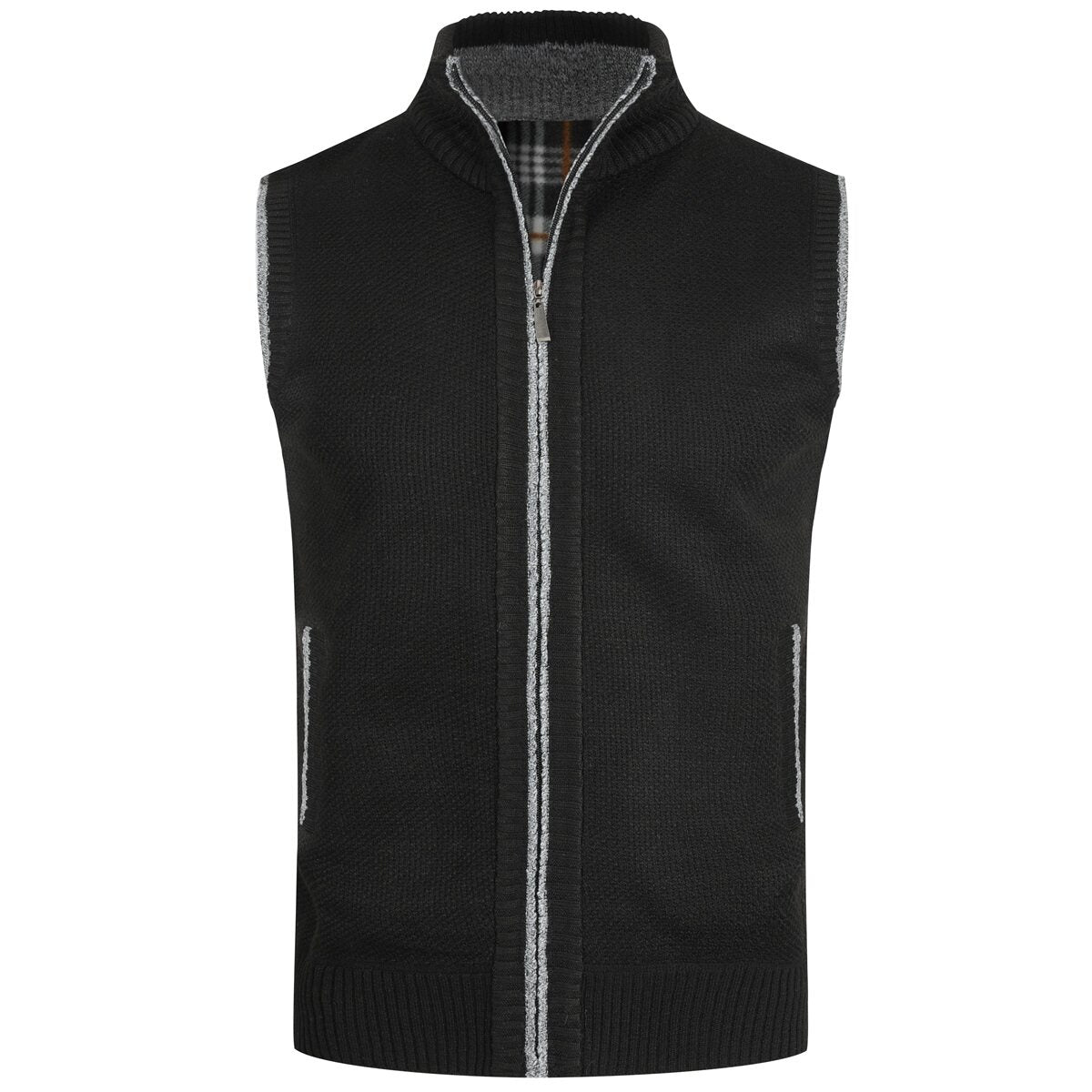 YOUTHUP Mens Knitted Gilet Fleece Lining Quilted Cardigan