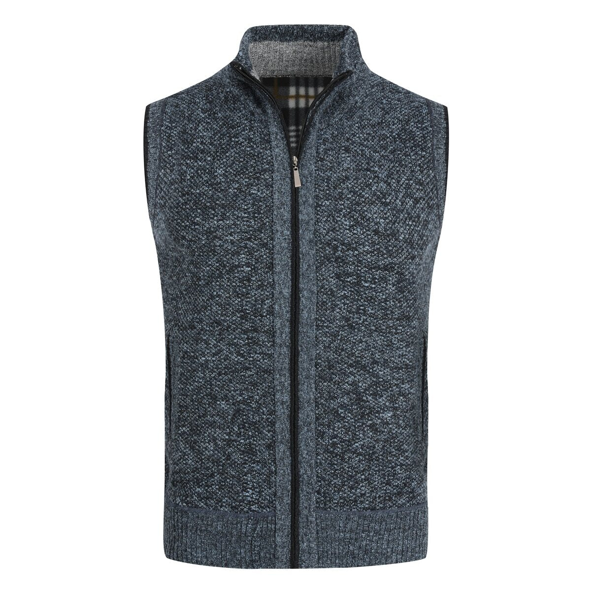 YOUTHUP Mens Knitted Gilet Fleece Lining Quilted Cardigan