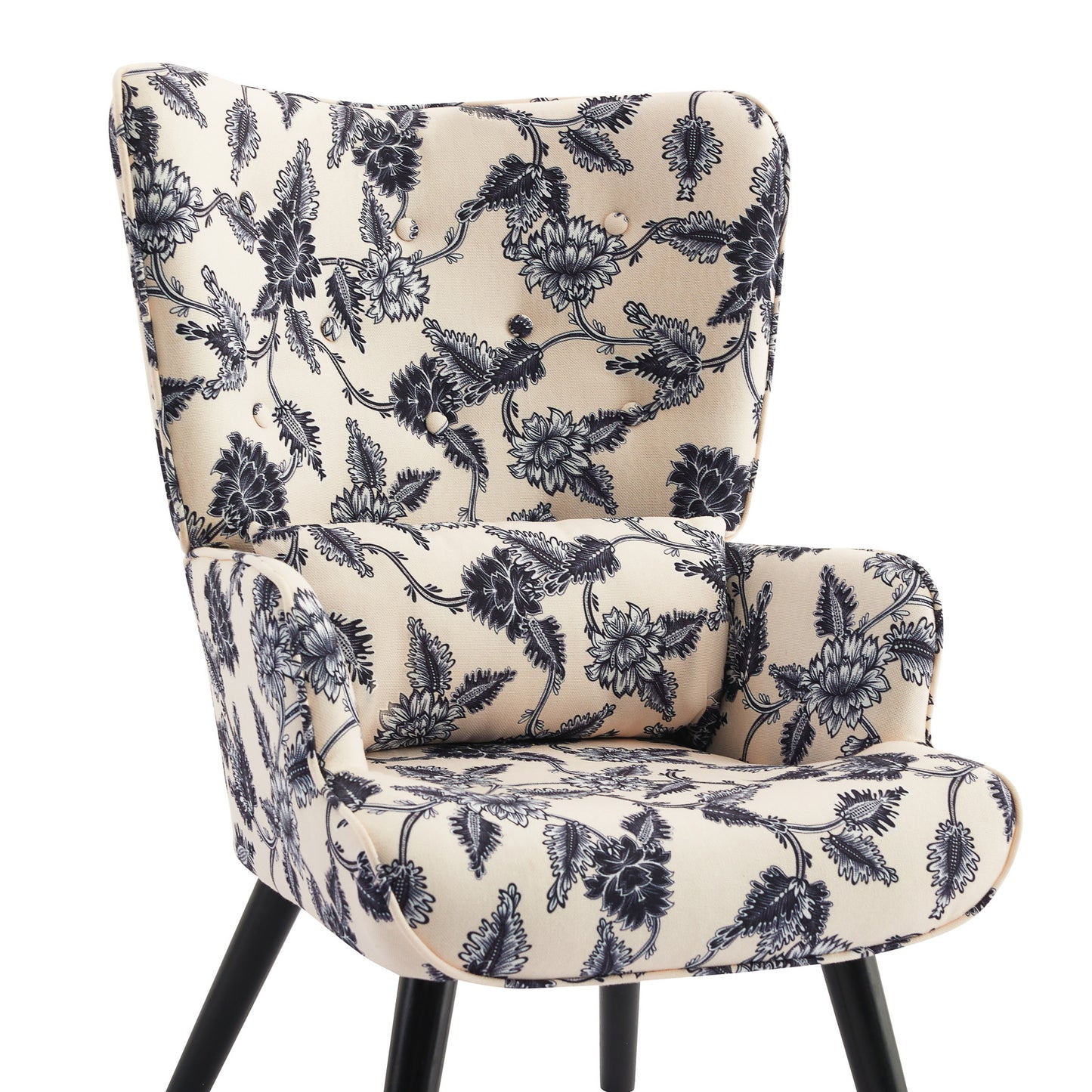 Poltrona HOMEMIYNcom Almofada e Banco ( 76x65x94 cm - Linho Falso -Estampa Preta/Branca）