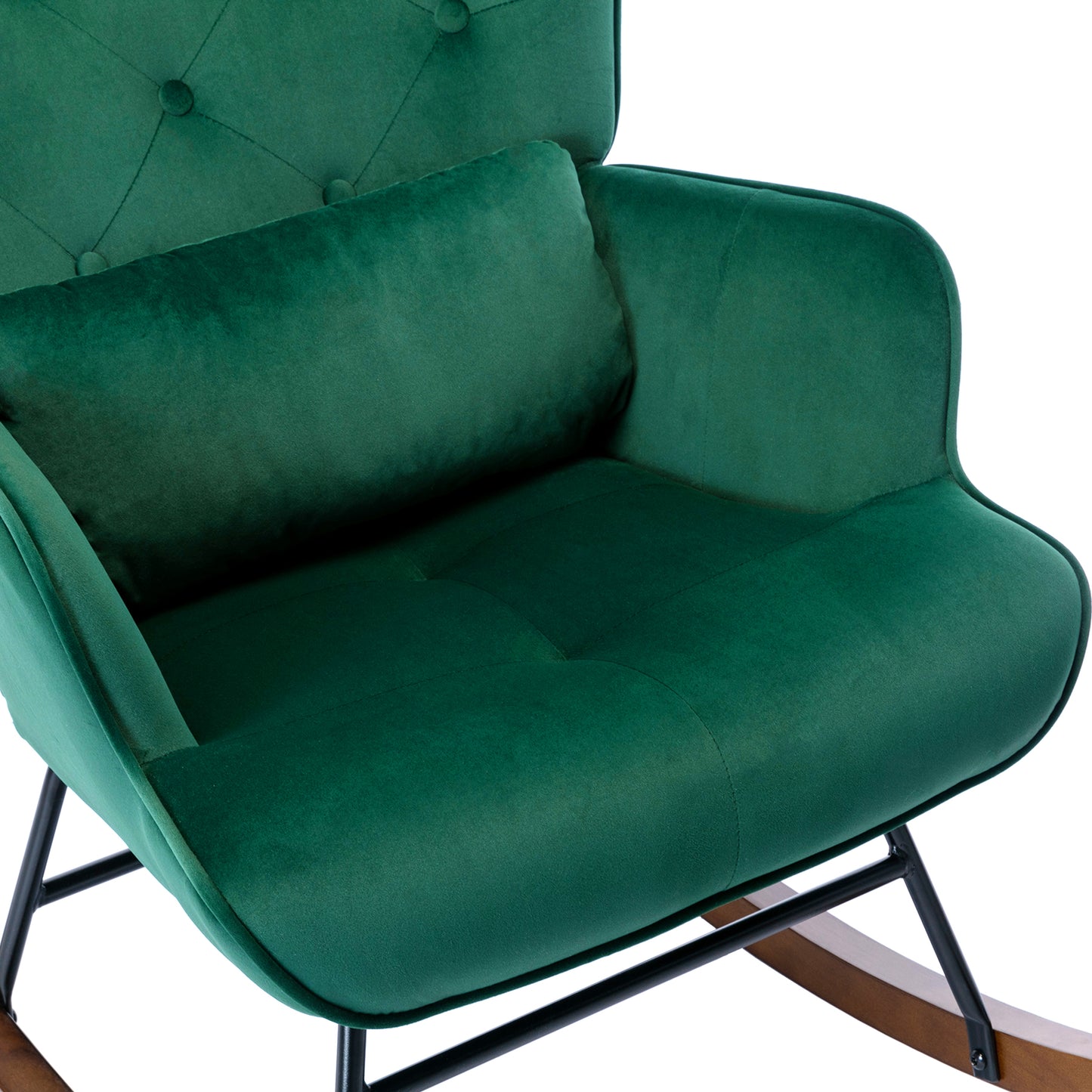 Cadeira de Balanço HomeMiYN com Banco Acompanhante (87x66x90cm - Metal/Madeira - green)