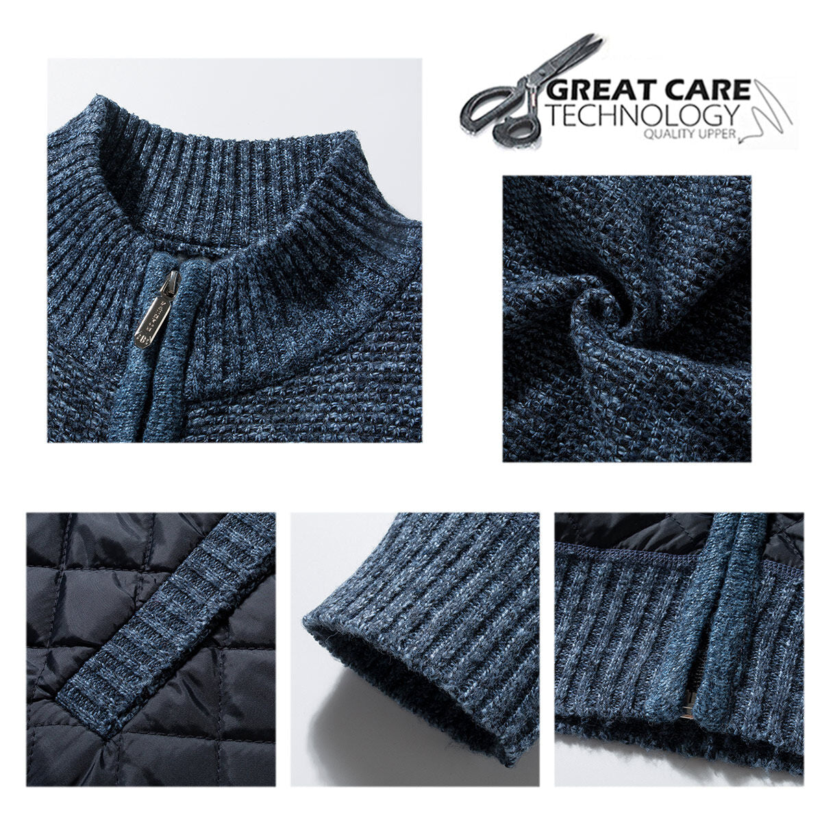 YOUTHUP Mens Stand Collar Pullover Sweater Slim Fit Knit Jacket