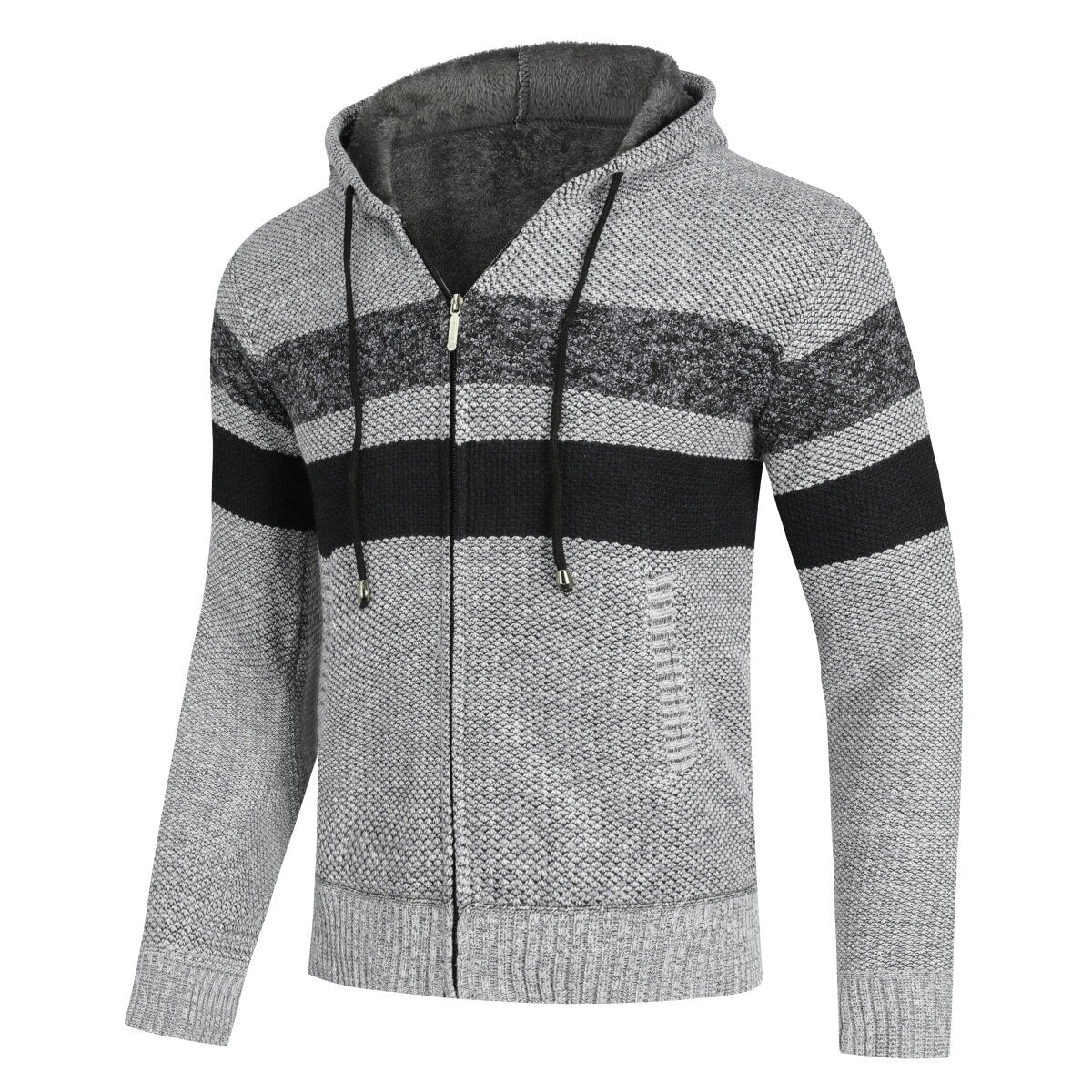 YFFUSHI Mens Knitted Sweater Hooded Zip Cardigan