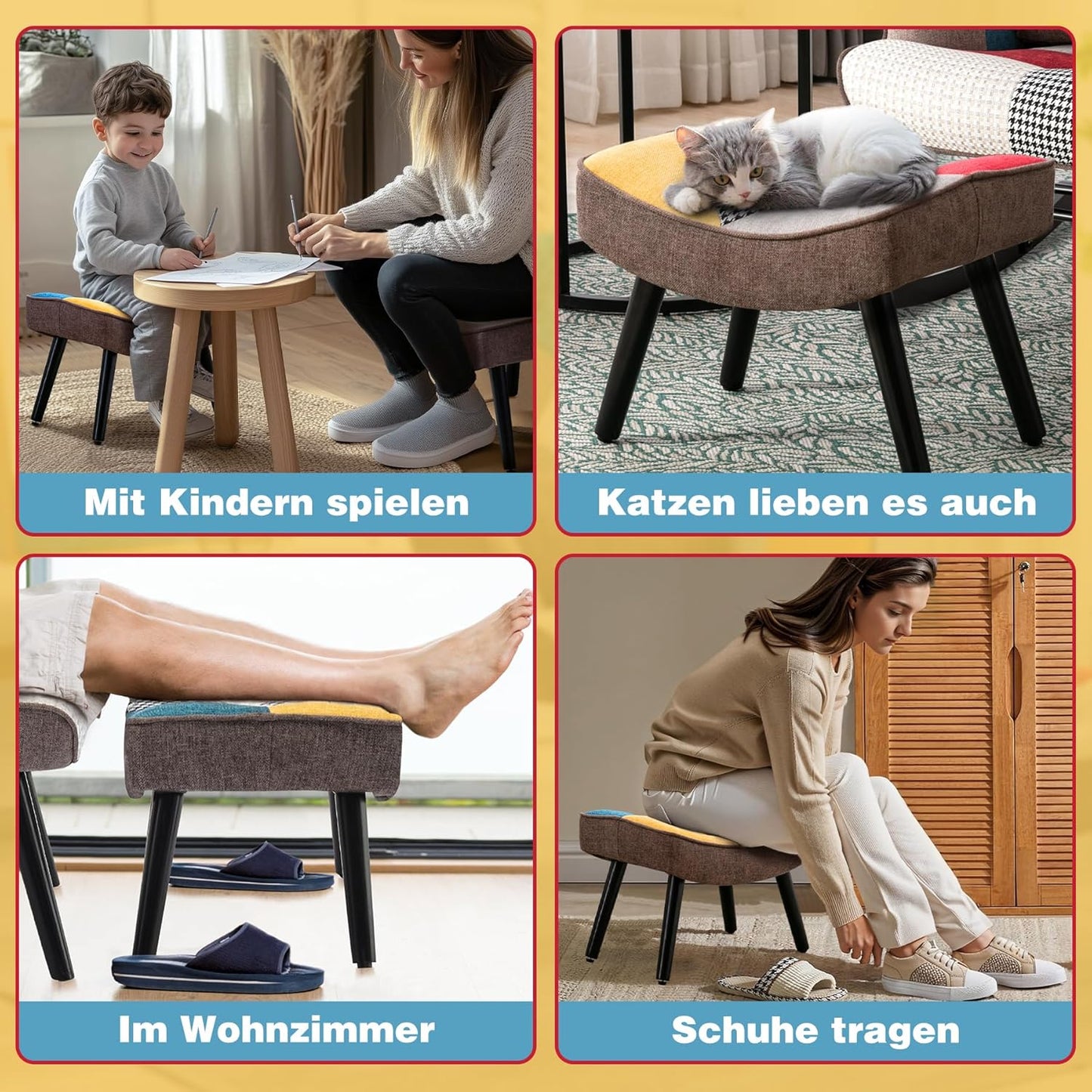 Fußhocker aus Textil in Colorblock