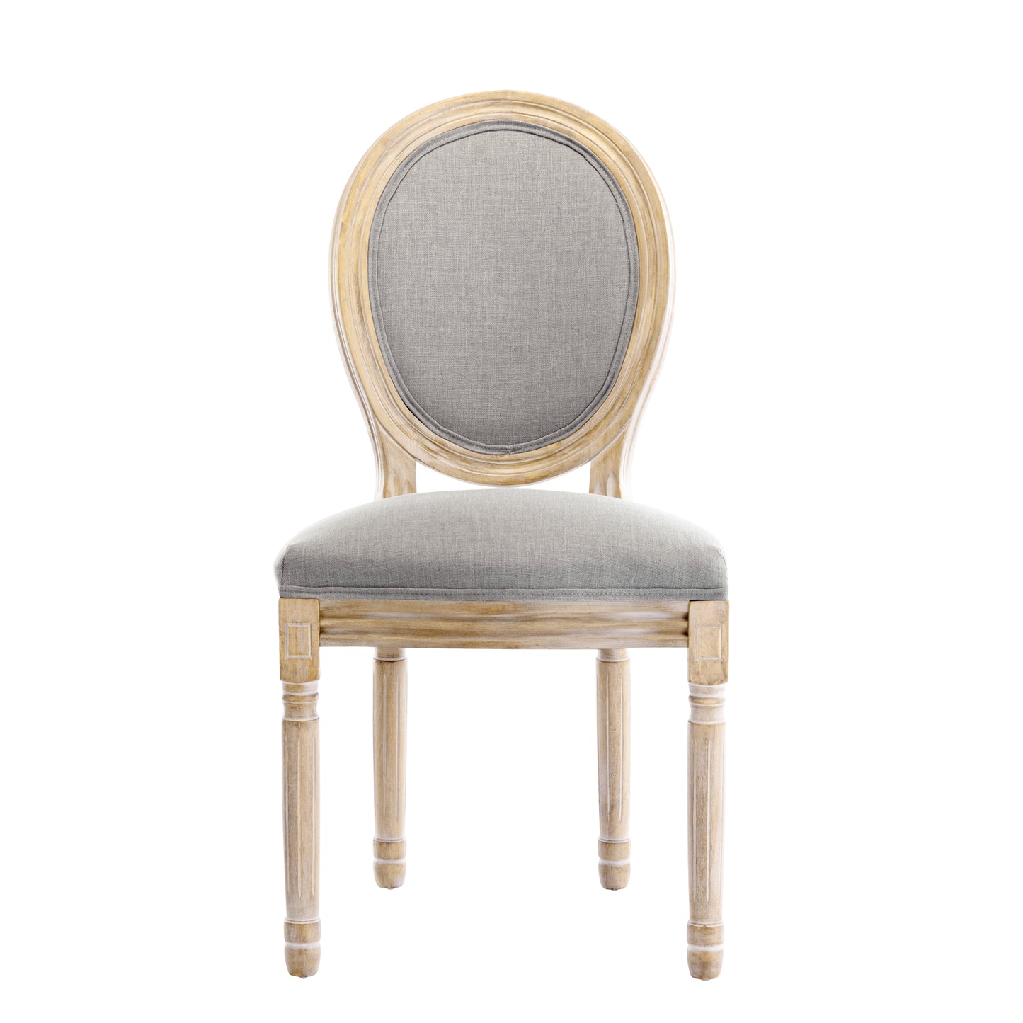 Conjunto de 2 Cadeiras de Jantar HomeMiYN Francesas Barrocas (50x60x94cm - Estofada/Madeira Maciça - Cinza)