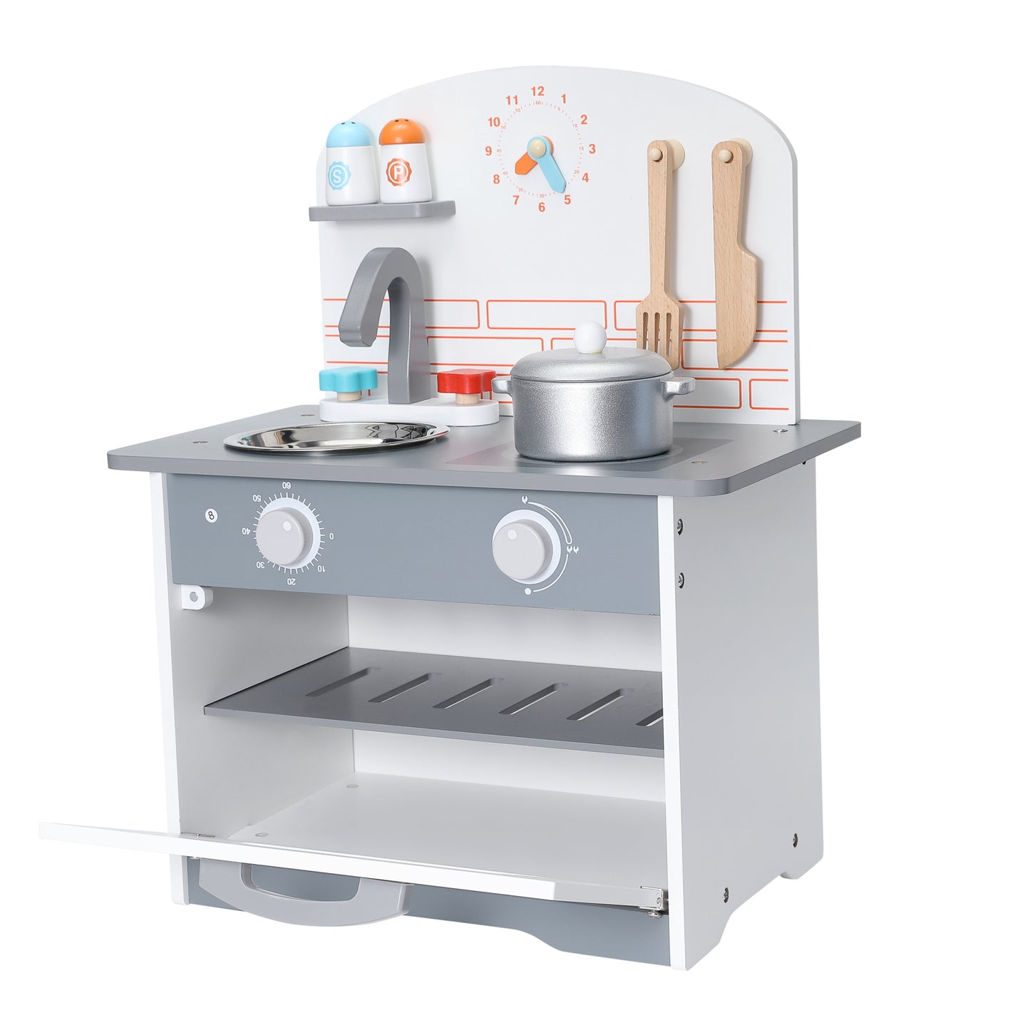 Conjunto de cozinha de canto infantil de brinquedo de madeira HOMEMIYN