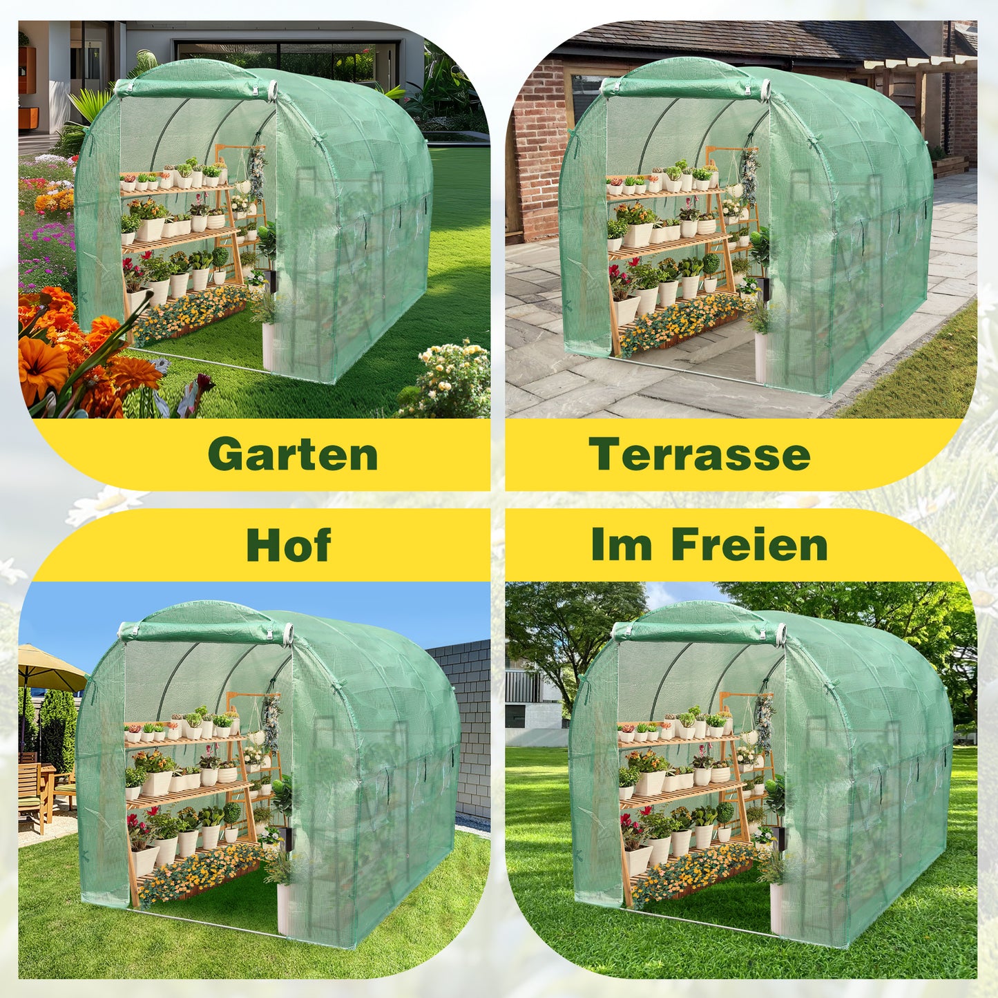 Serre tunnel de jardin 6 m² - Résistante au gel, aux UV et aux intempéries