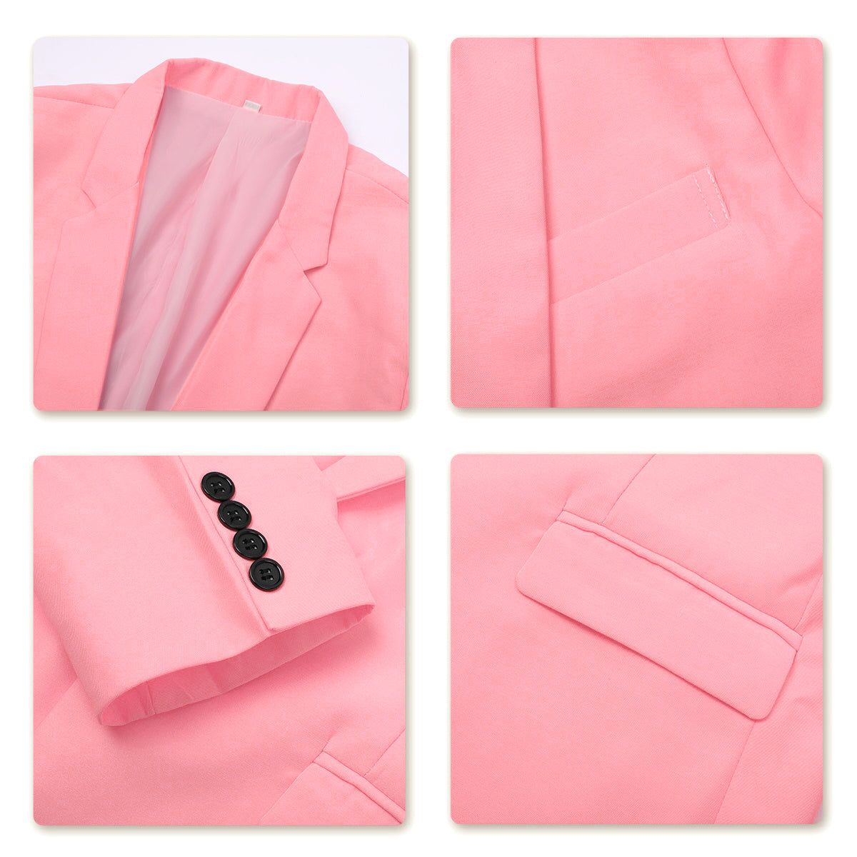 Cloudstyle Men's Suit Single-Breasted One Button Center Vent 2 Pieces Slim Fit Formal Pink Suits