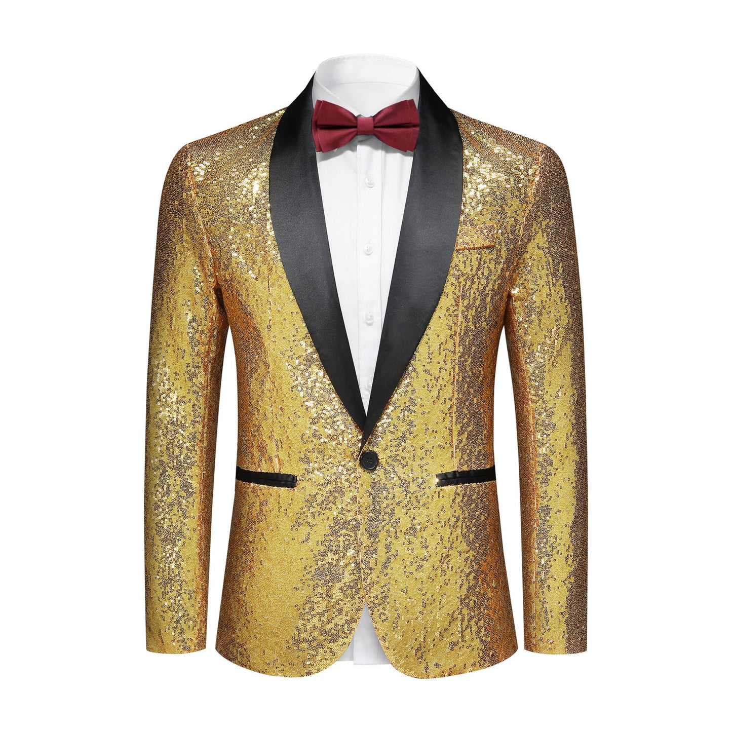 YFFUSHI Mens Shiny Sequin Wedding Suit Blazer
