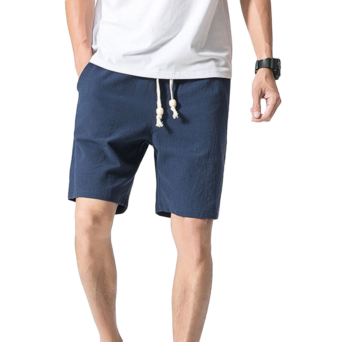 YFFUSHI Mens Lightweight Elasticated Drawstring Cotton Sports Shorts
