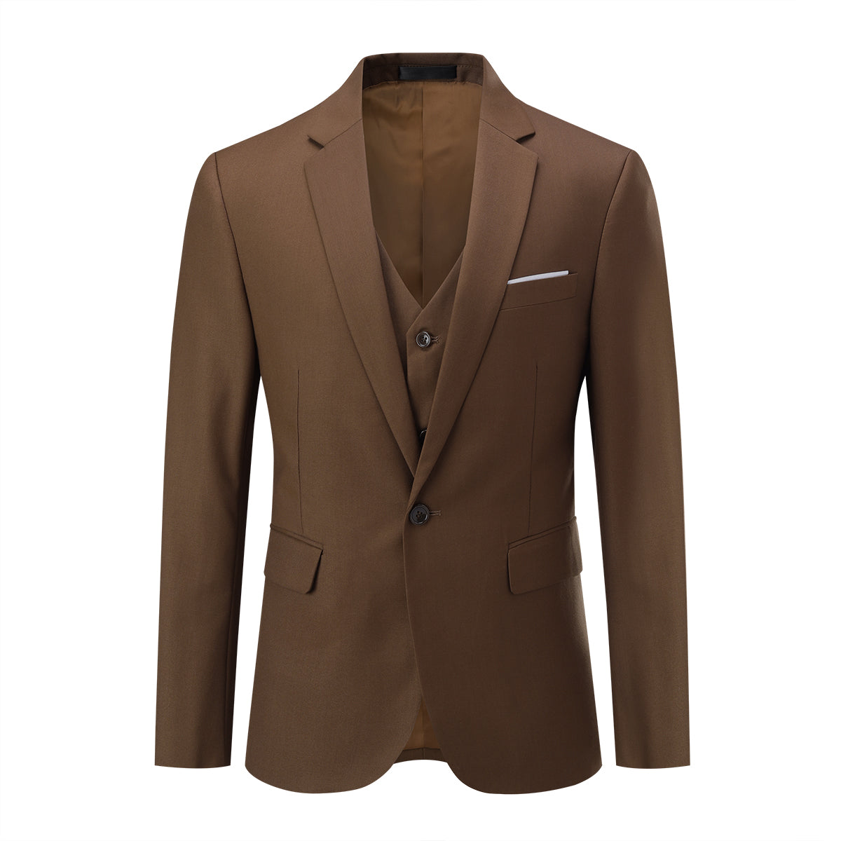 Cloudstyle Mens 3-Piece Suit Notched Lapel One Button Slim Fit Formal Jacket Vest Pants Set
