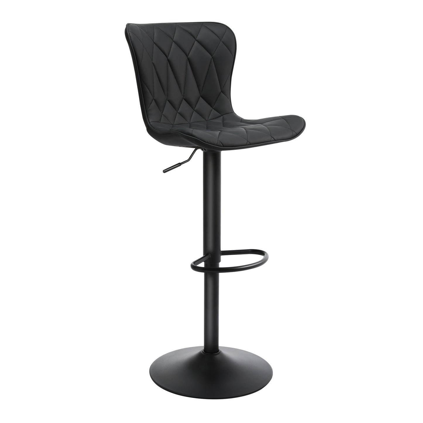 Banco de Bar Ajustável em Pele de Gato com Diamond Quilted*2  HOMEMIYN (53x46x113 cm  - preto)