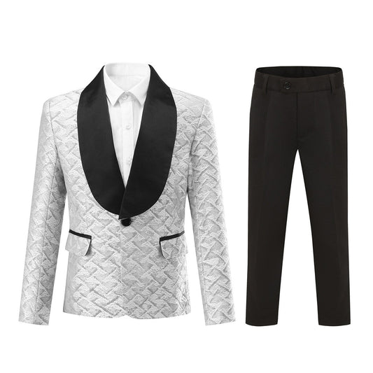 YFFUSHI Boys Evening Gown Diamond Pattern Suit Blazer and Pants