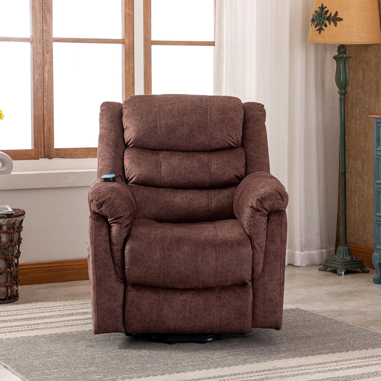 Fauteuil releveur électrique en cuir PU Best Choice Products, fauteuil de massage inclinable, meuble réglable pour le dos, pieds avec 3 positions, port USB, chauffage, porte-gobelets, bouton latéral facile d'accès