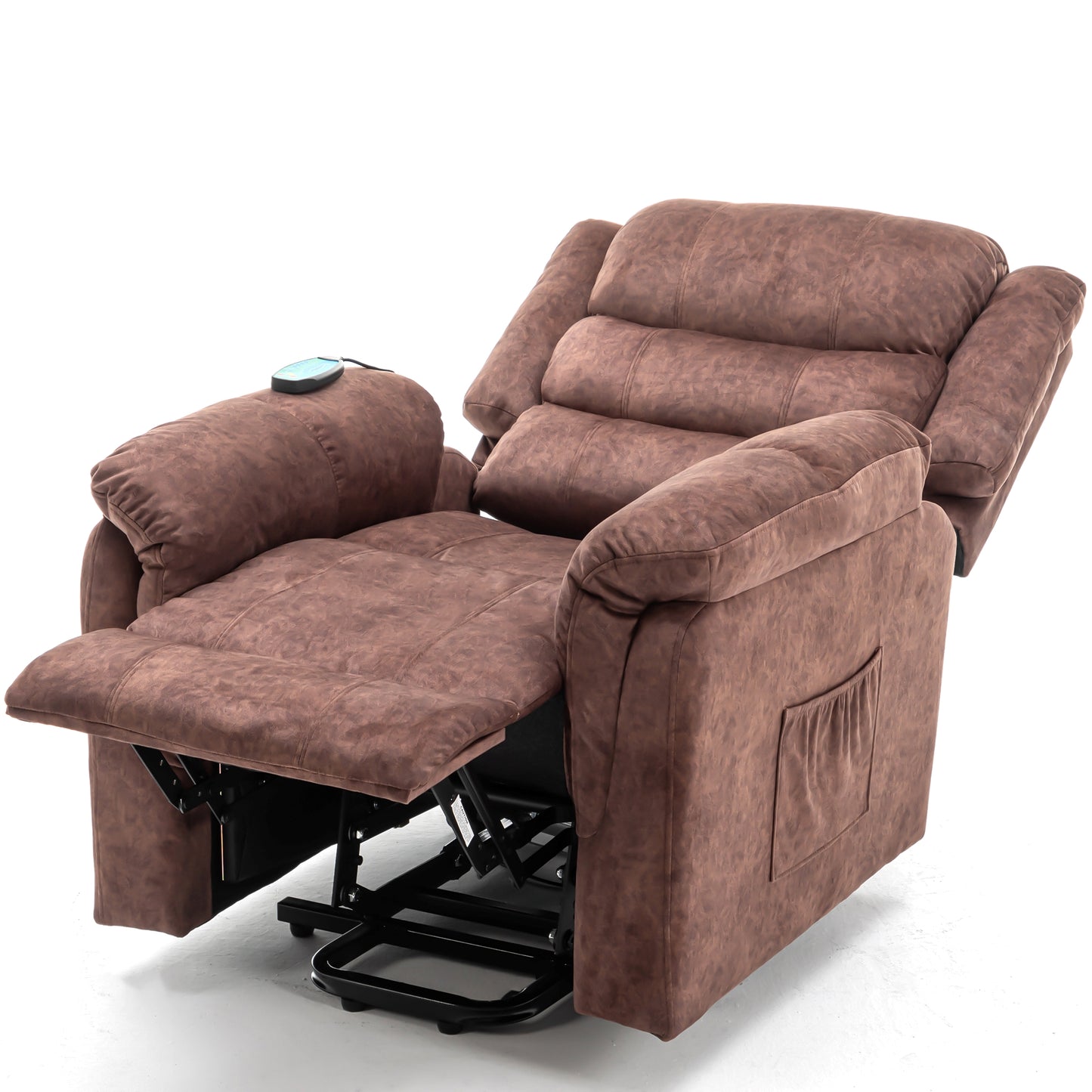 Fauteuil releveur électrique en cuir PU Best Choice Products, fauteuil de massage inclinable, meuble réglable pour le dos, pieds avec 3 positions, port USB, chauffage, porte-gobelets, bouton latéral facile d'accès
