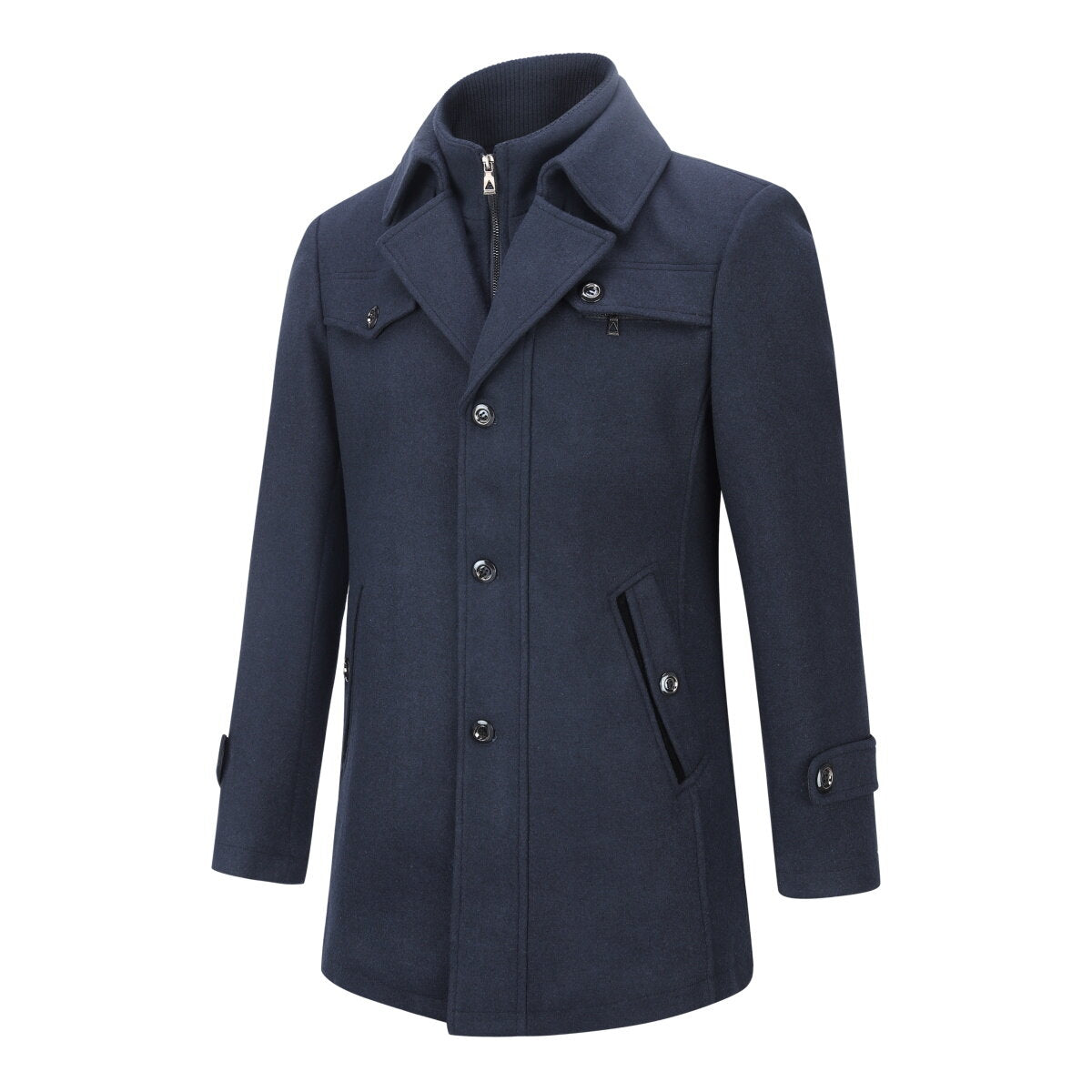 YFFUSHI Mens Wool Trench Coat Winter Thick Business Military with Removable Inner Collar