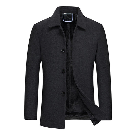 YFFUSHI Mens Wool Coat Winter Casual Short Trench Coats Regular Fit Windbreaker Peacoat