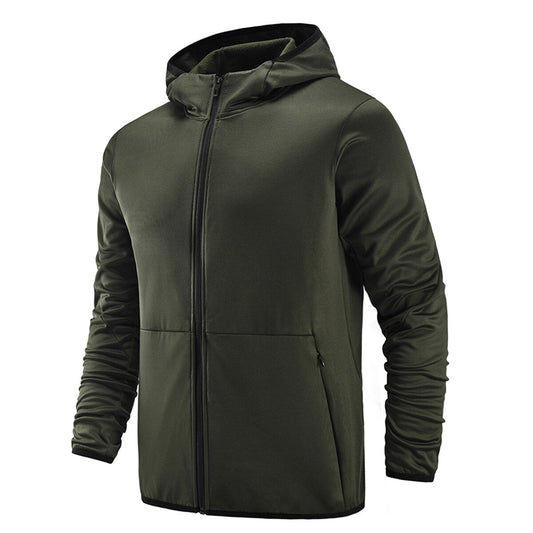 YFFUSHI Mens Outdoor Windproof Jacket Hooded Solid Color Zipper Waterproof Jacket