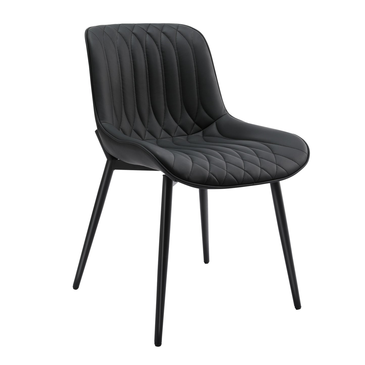Cadeira de Jantar em Pele de Gato com Friso Vertical*2 HOMEMIYN (54x53x96 cm - preto)