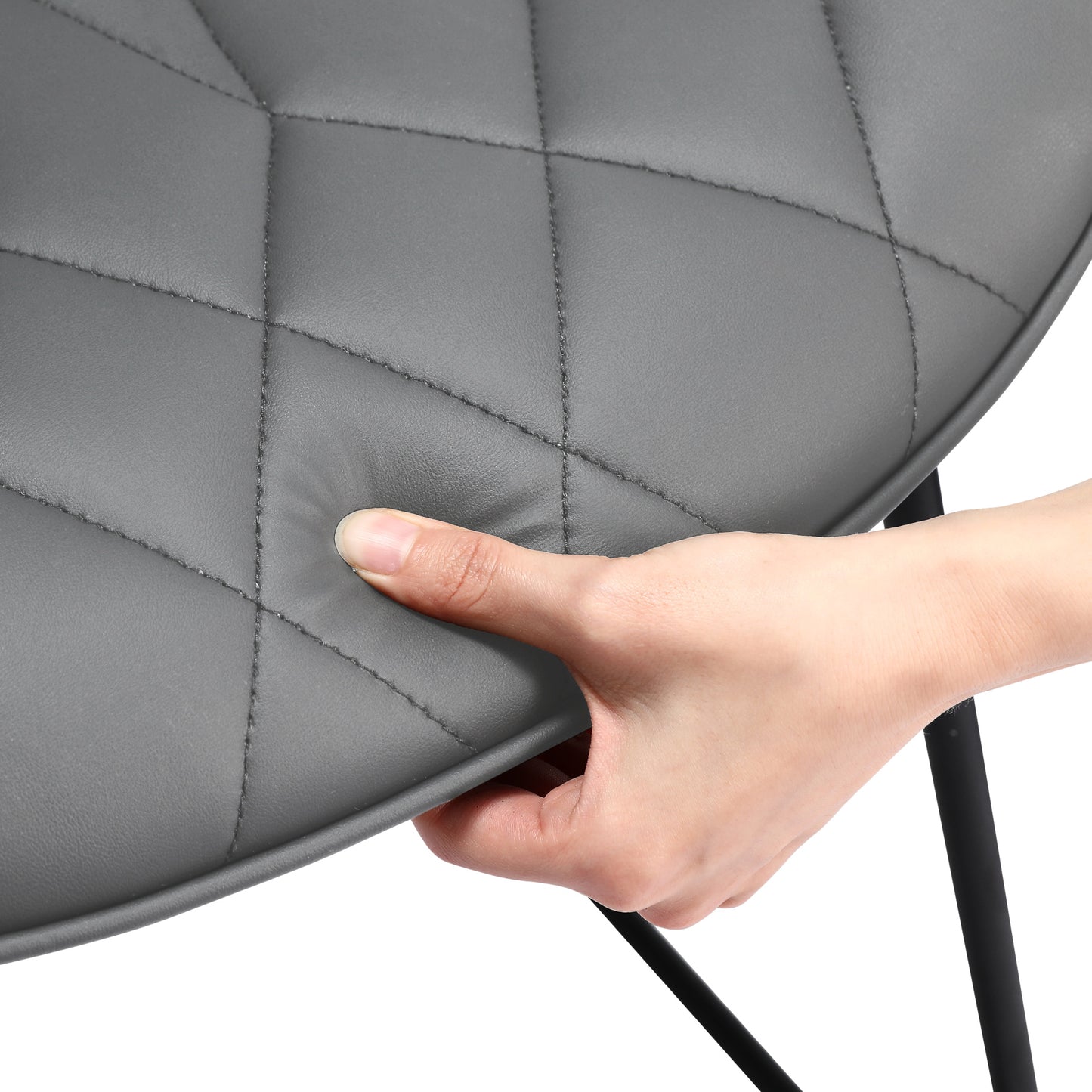 Banco de Bar em Pele de Gato - Diamond Quilted*2 HOMEMIYN (54x53x96 cm - Cinzento)