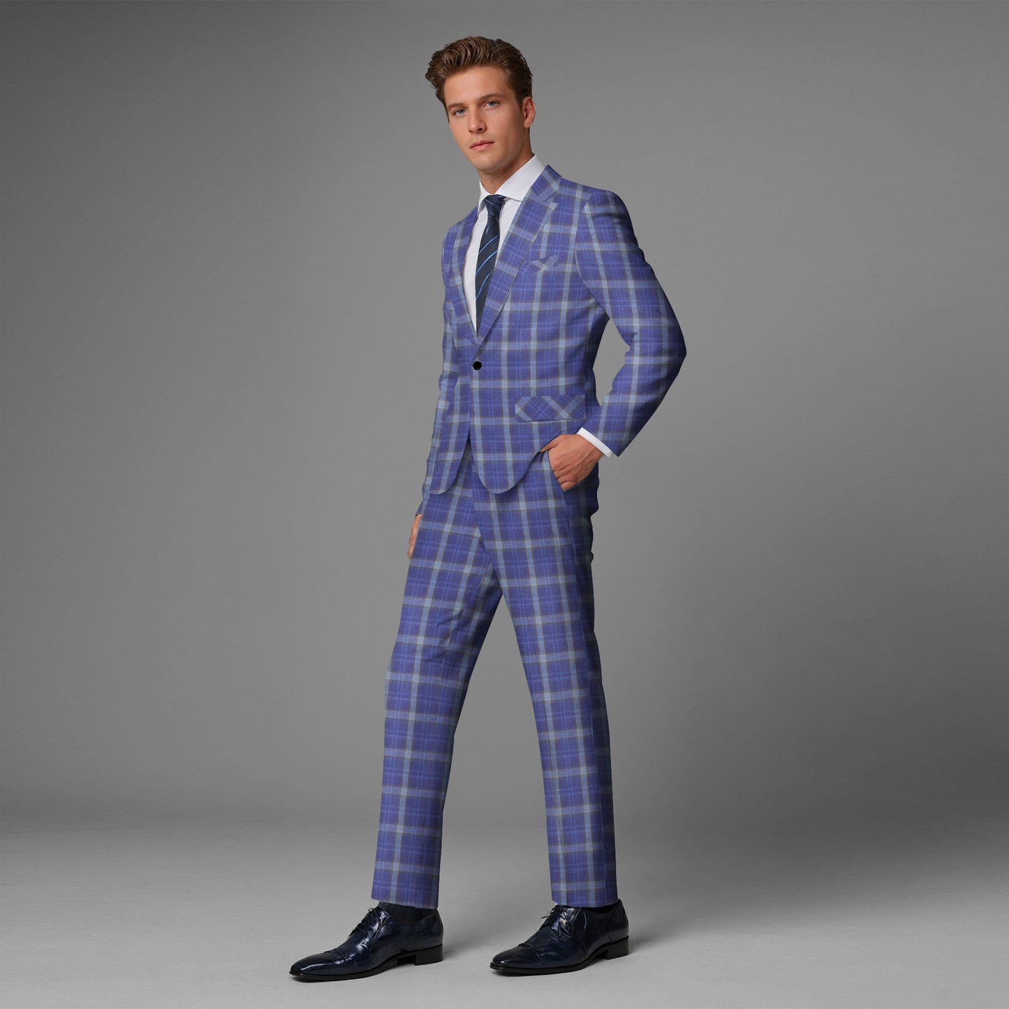 Cloudstyle Mens 2 PCS Plaid Suits Slim Formal Suit Checkered Holiday Blazer Jacket Pants