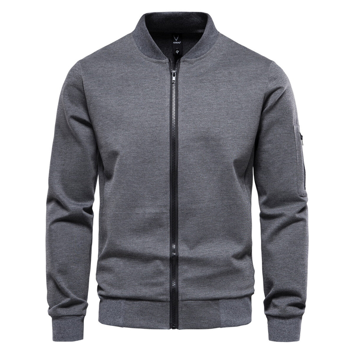 YFFUSHI Mens Casual Jacket Solid Color Slim Stand Collar Zipper Jacket