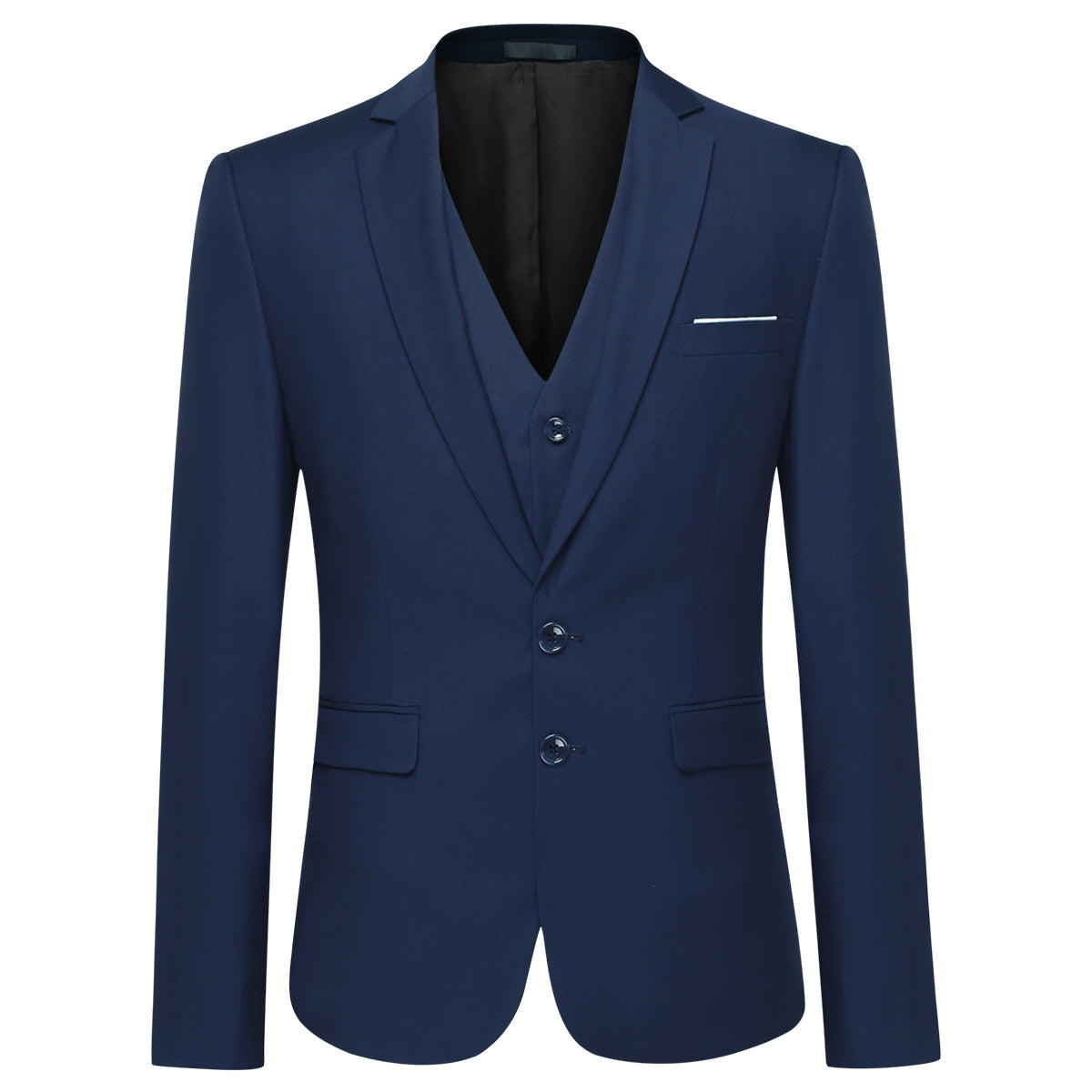 Cloudstyle Men's 3-Piece 2 Buttons Slim Fit Solid Color Jacket Smart Wedding Formal Suit