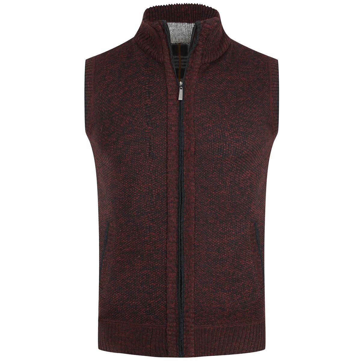 YOUTHUP Mens Knitted Gilet Fleece Lining Quilted Cardigan