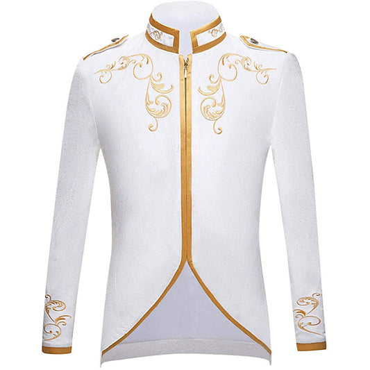 YFFUSHI Mens Costume Dress Jacket Court Prince Embroidered Lightweight