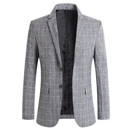 YFFUSHI Mens 2 Button Check Blazer Business Silm Fit Suit Jacket Casual Plaid Vintage Blazers