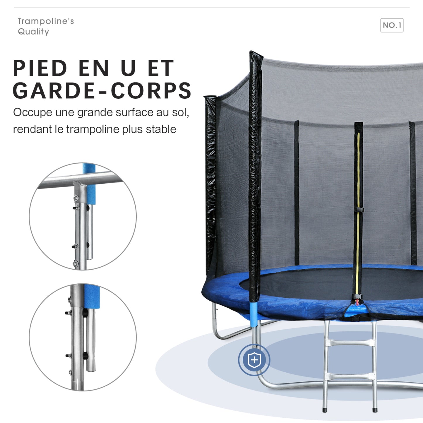 Gartentrampolin Outdoor-Spielzeug für Kinder und Erwachsene 244 cm Schwarz und Blau mit Sicherheitsnetz Schutzhülle