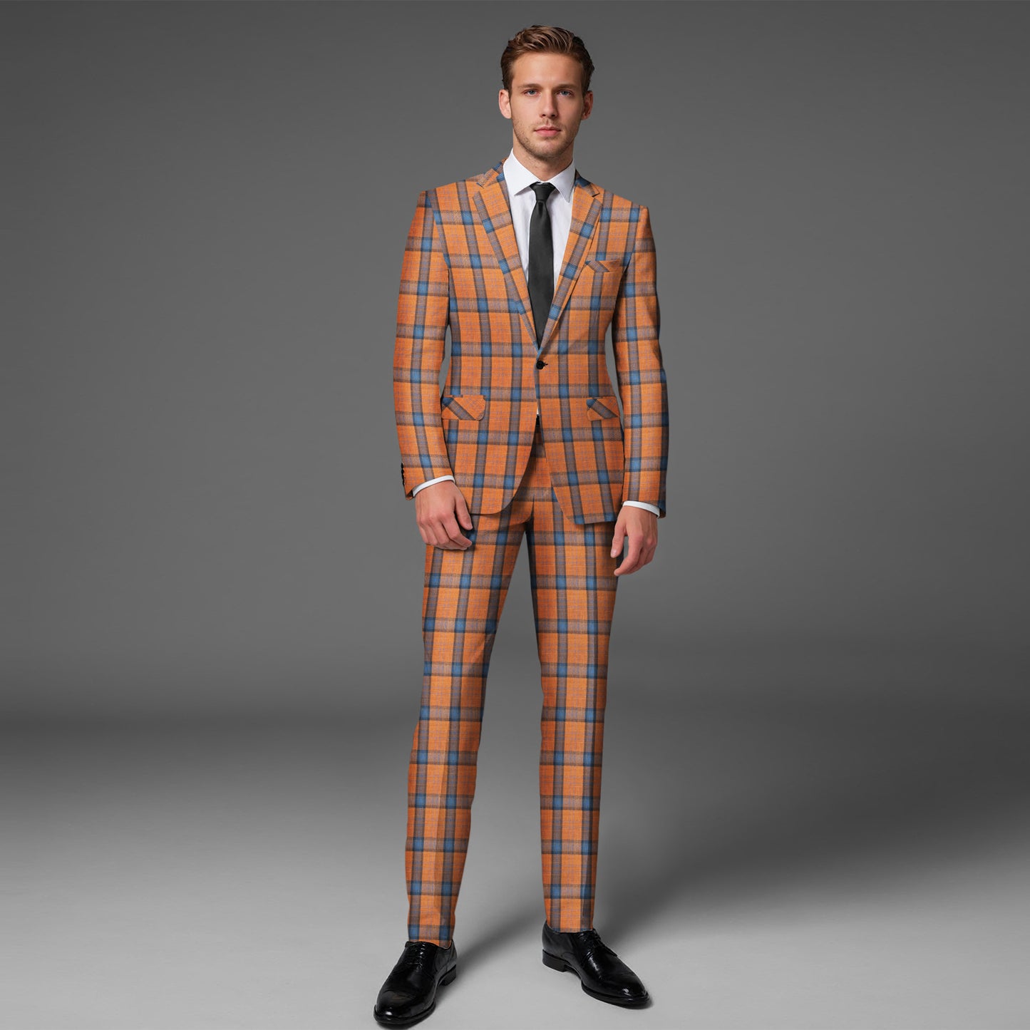 Cloudstyle Mens 2 PCS Plaid Suits Slim Formal Suit Checkered Holiday Blazer Jacket Pants