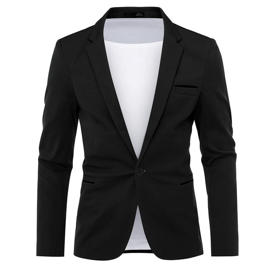 Cloudstyle Men's Suit Jacket One Button Slim Fit  Business Daily Black Blazer