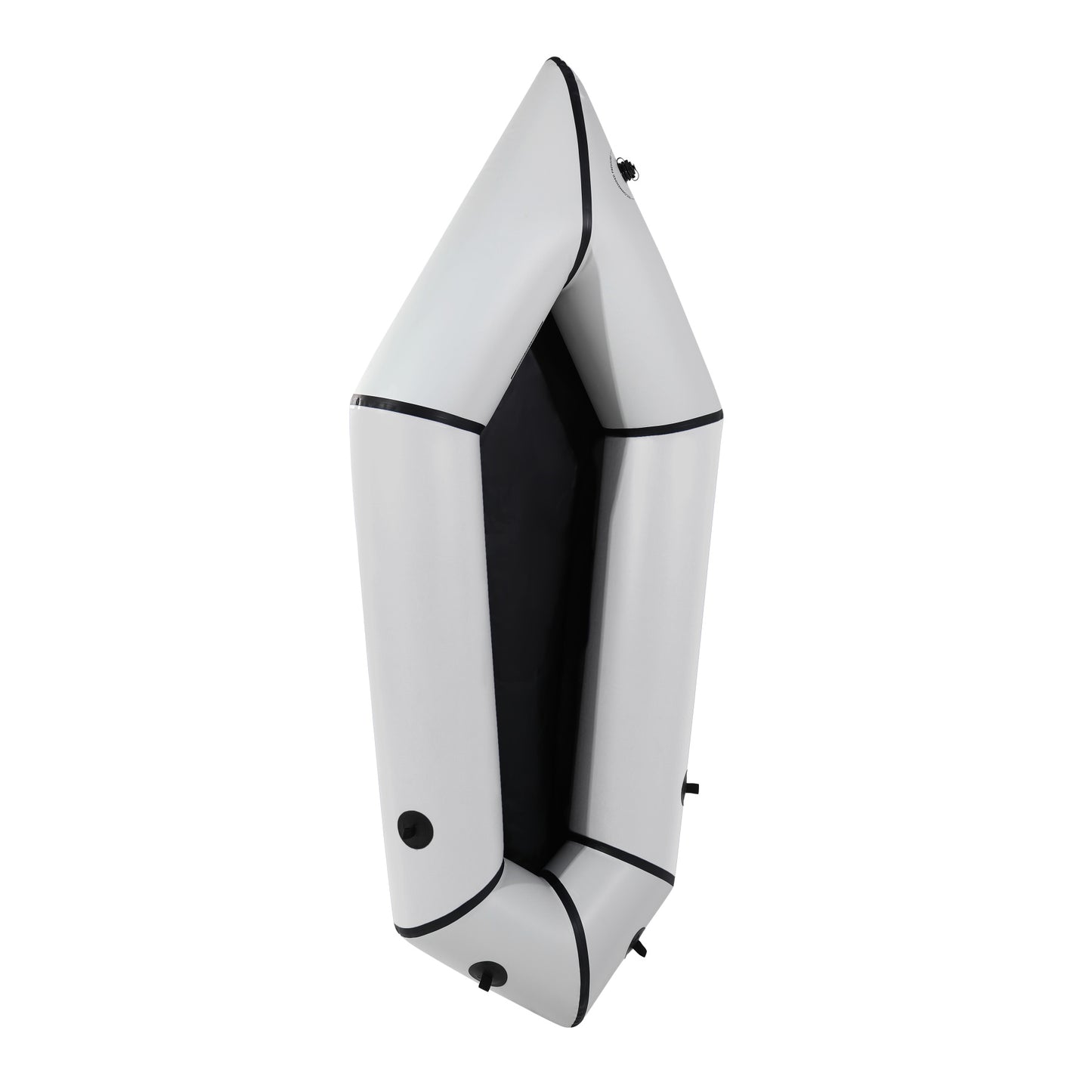 1-persoons opblaasbare boot, 210 cm TPU-kajak, Packraft opblaasbare boot voor volwassenen, lichtgewicht rugzakvlot voor raften op vlak water, fietsdrift, vissen, avontuur, compacte kano, grijze vin