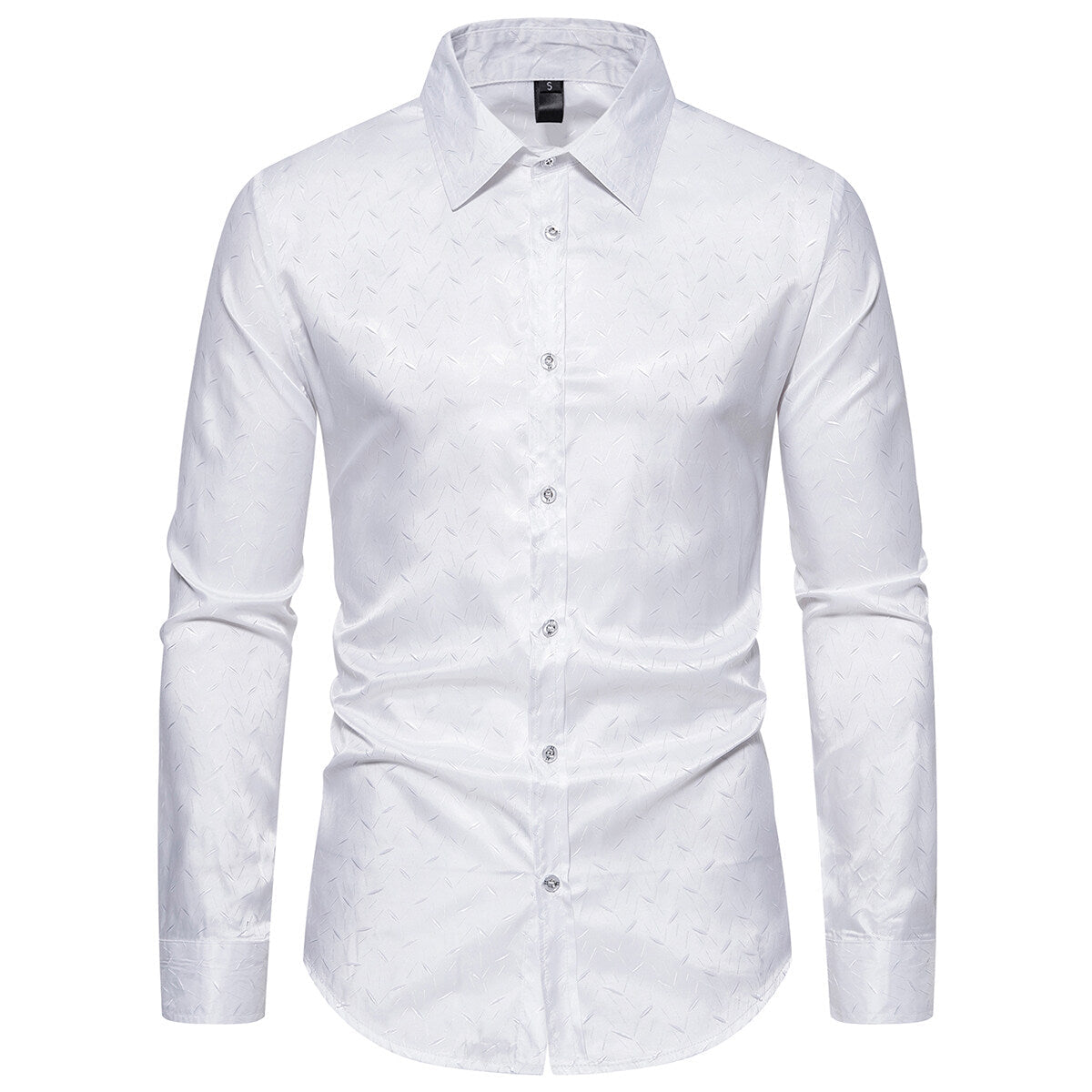 YFFUSHI Mens Casual Jacquard Shirt Long Sleeve Slim Lapel Lightweight Tops