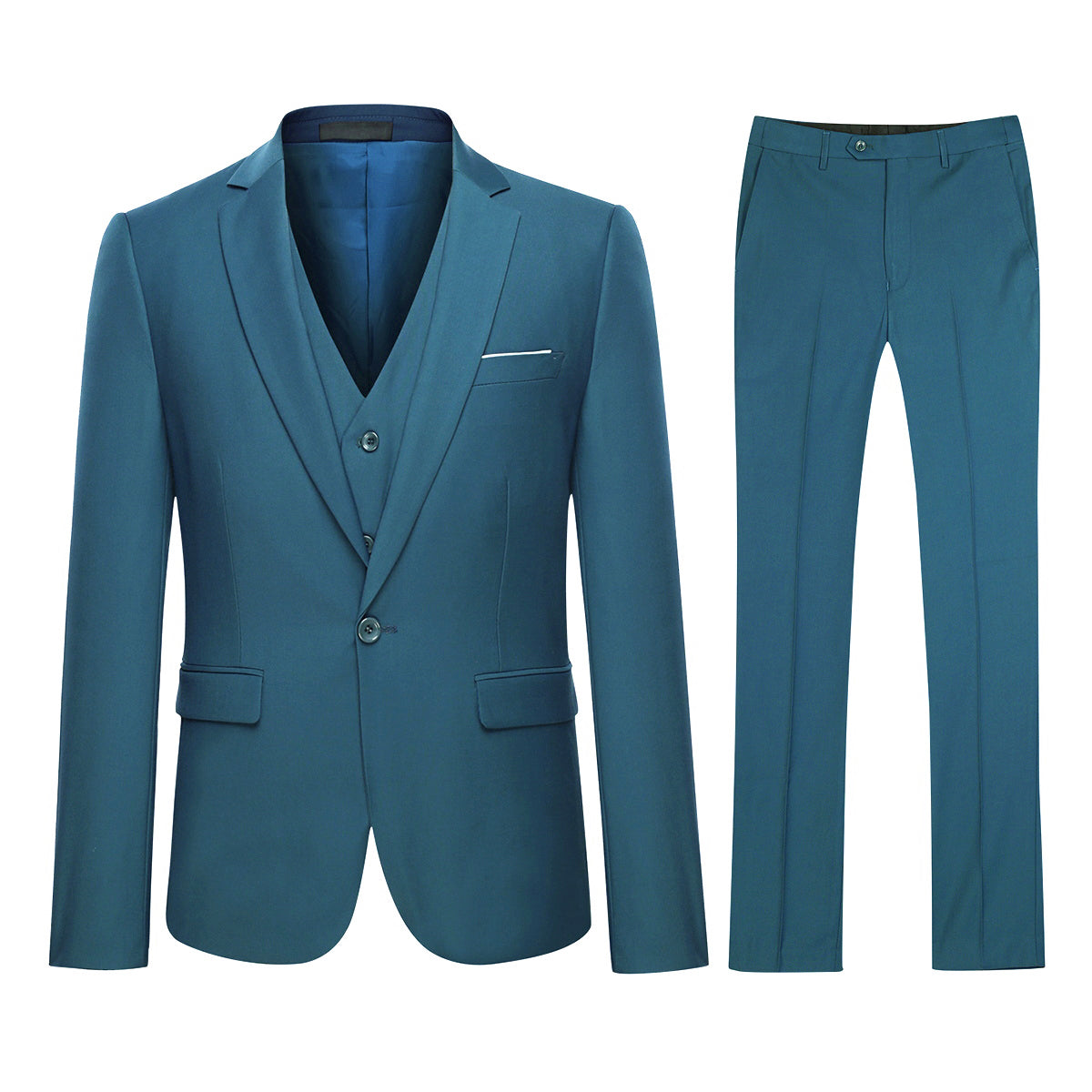 Cloudstyle Mens 3-Piece Suit Notched Lapel One Button Slim Fit Formal Jacket Vest Pants Set
