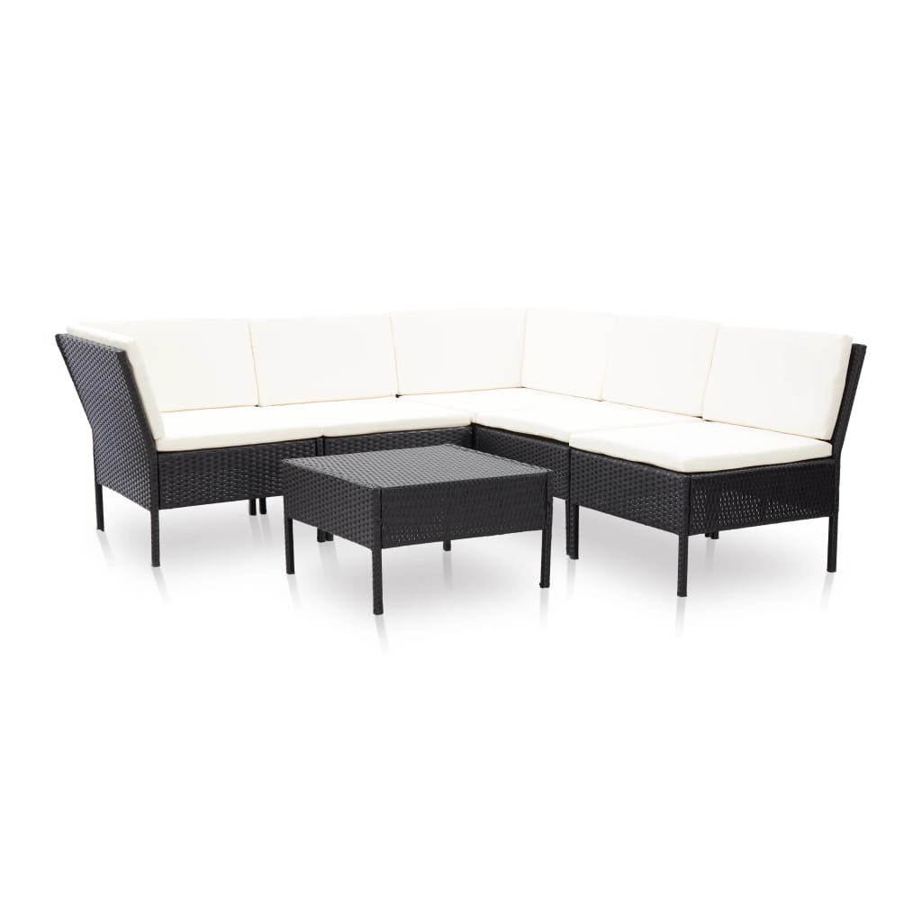 Conjunto de muebles de jardín de ratán sintético tejido a mano, sofá empalmable, mesa de centro, 6 piezas, sofá esquinero para salón de patio