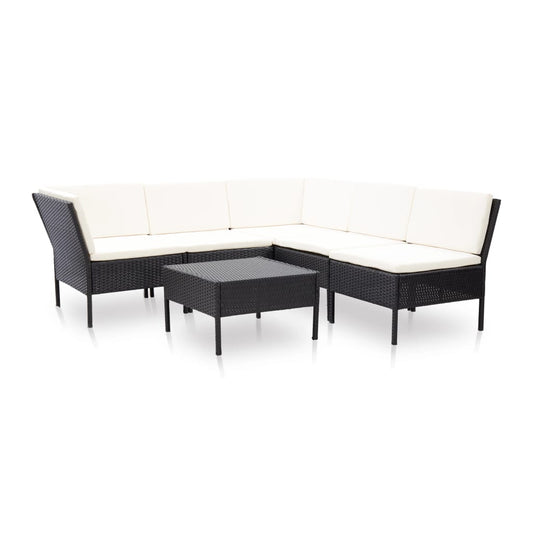 Conjunto de Jardim em Polirotina Trançado - Sofá, Mesa Extensível e 6 Peças com Sofá de Canto